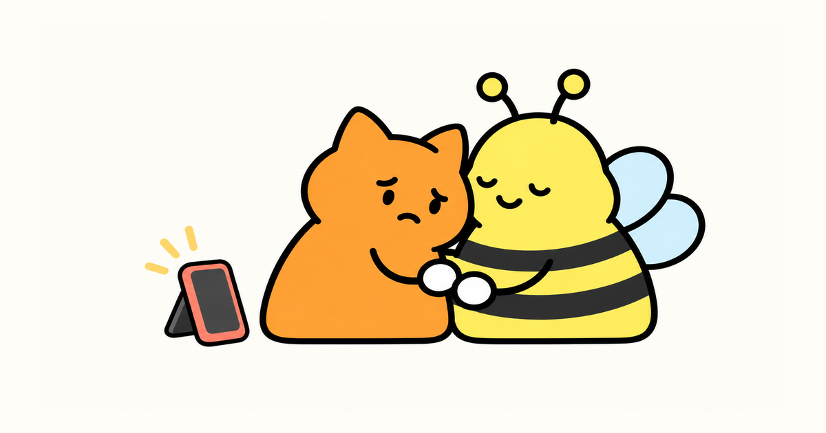 橙色貓把手機放在一旁，轉向 Bee 的陪伴與支持，為自己保留停止數碼服從要求的空間。
