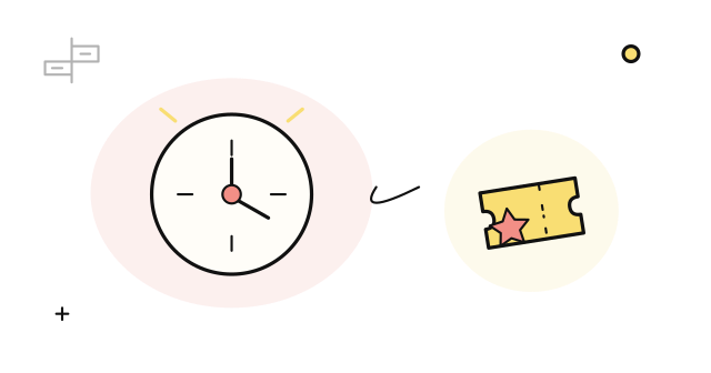時鐘與入場券並列的插畫